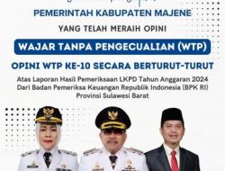 Pemda Majene Raih Penghargaan Opini WTP ke 10