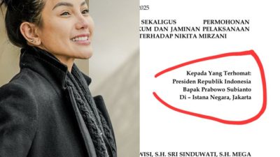 Nikita Mirzani Surati Presiden Prabowo, Minta Perlindungan Hukum dalam Kasusnya