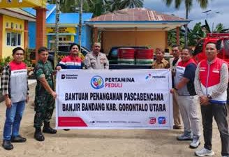Pertamina Patra Niaga Regional Sulawesi Melalui Integrated Terminal Gorontalo Salurkan Bantuan BBM 400 Liter Pascabencana di Gorontalo Utara